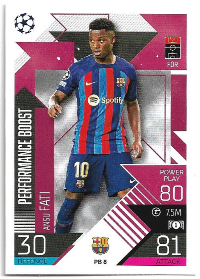 TOPPS MATCH ATTAX Performance Boost ANSU FATI 2023 Match Attax Extra