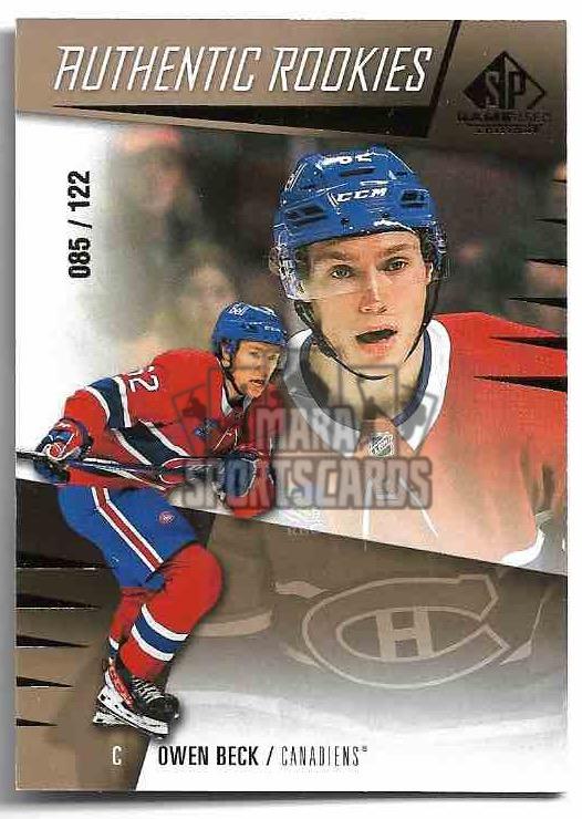 Gold Authentic Rookies OWEN BECK 23-24 UD SP Game Used /122