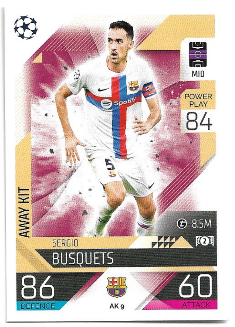 Away Kit SERGIO BUSQUETS 2023 Match Attax Extra UCL