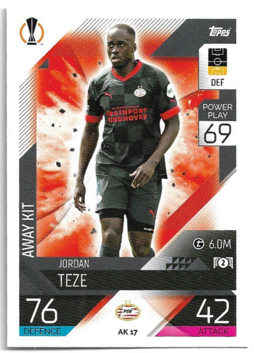 Away Kit JORDAN TEZE 2023 Match Attax Extra UCL