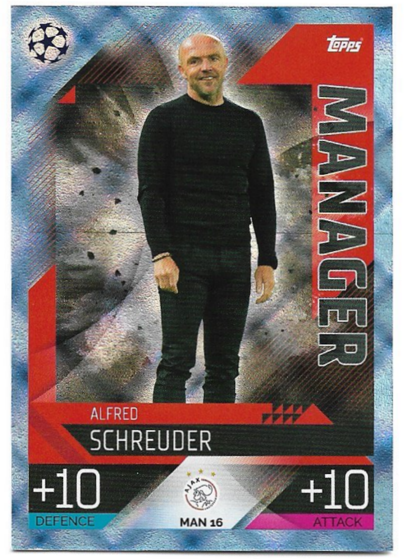 Blue Foil Manager ALFRED SCHREUDER 2023 Match Attax Extra UCL