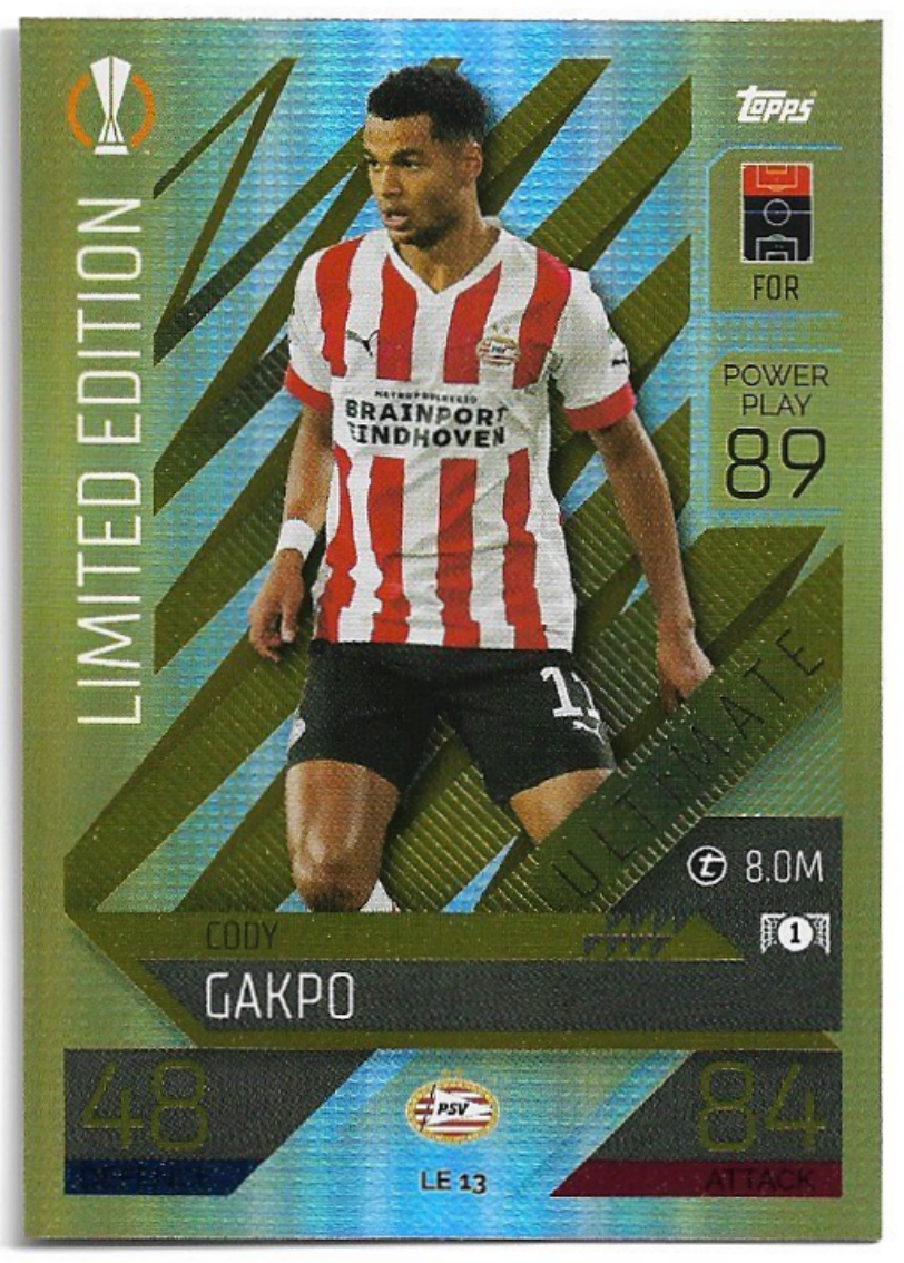 Limited Edition CODY GAKPO 2023 Match Attax Extra UCL