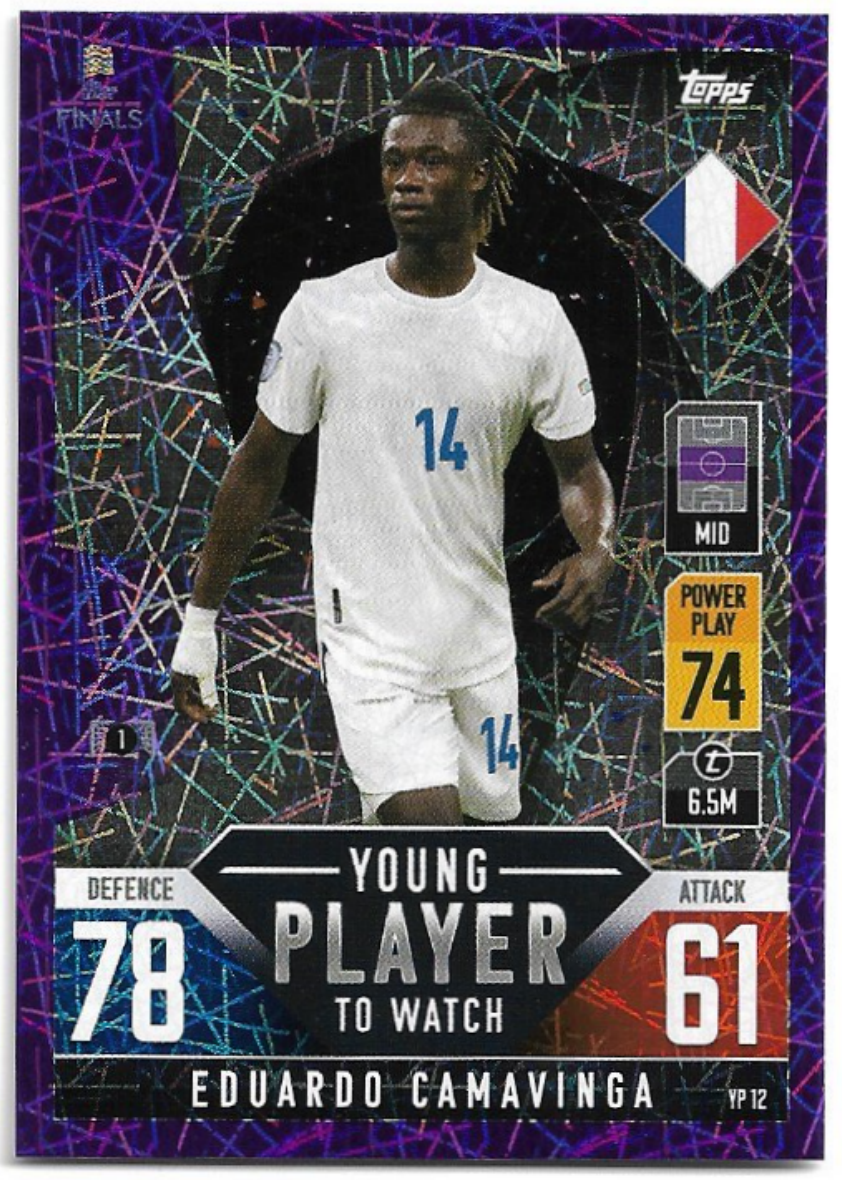 Purple Young Player to Watch EDUARDO CAMAVINGA 2022 Topps Match Attax 101 RtUNLF