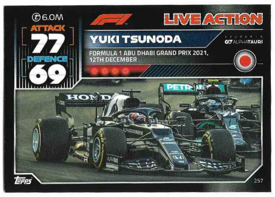 Live Action YUKI TSUNODA 2022 Topps Turbo Attax