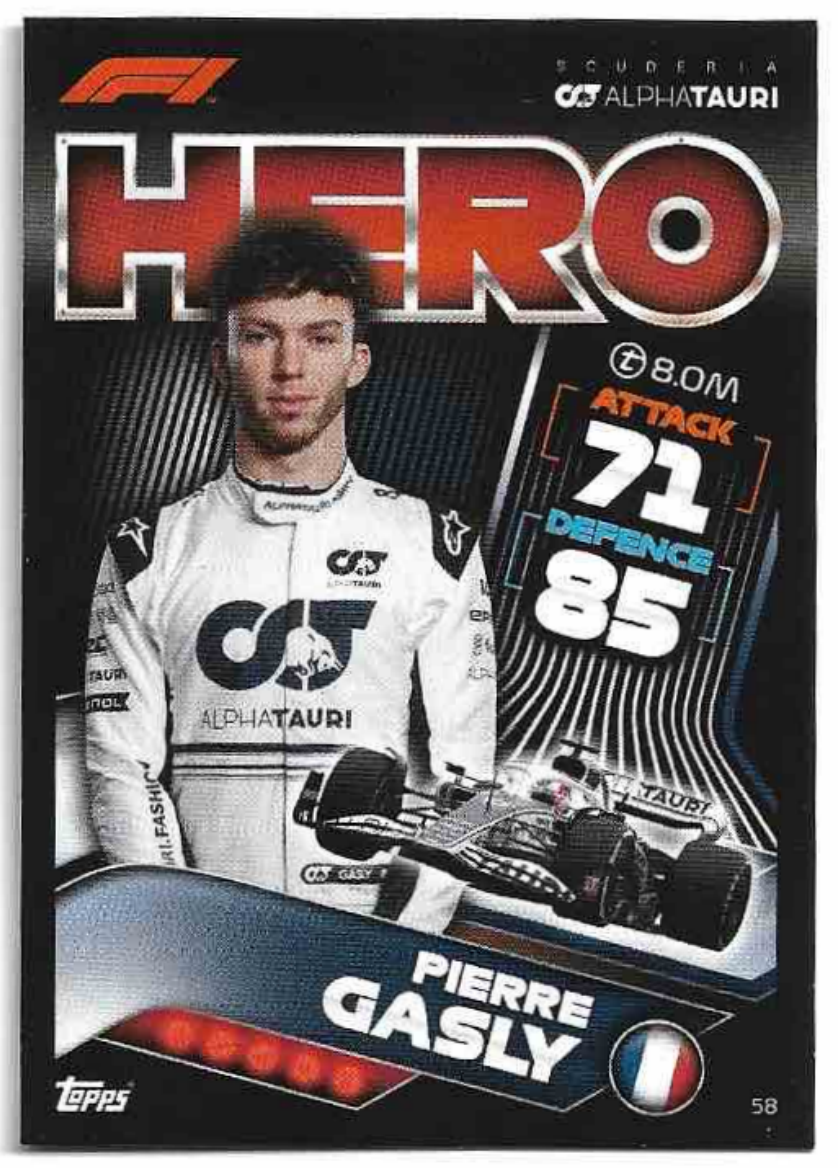 Hero PIERRE GASLY 2022 Topps Turbo Attax