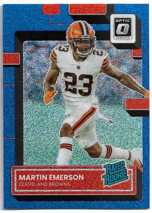 Blue Glitter Rated Rookie MARTIN EMERSON 2022 Panini Donruss Optic Football