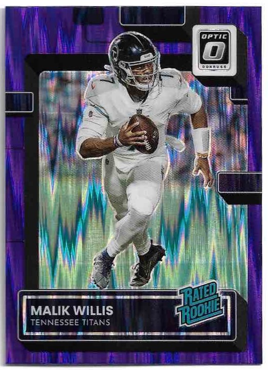 Purple Shock Rated Rookie MALIK WILLIS 2022 Panini Donruss Optic Football