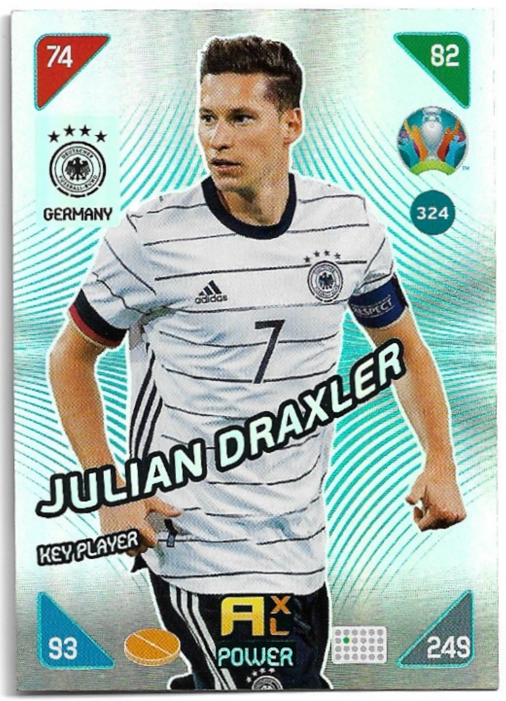 Key Player JULIAN DRAXLER 20-21 Panini UEFA Euro 2020 Kick Off