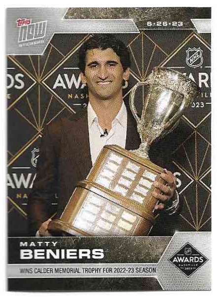 Calder Memorial Trophy MATTY BENIERS 22-23 Topps Now