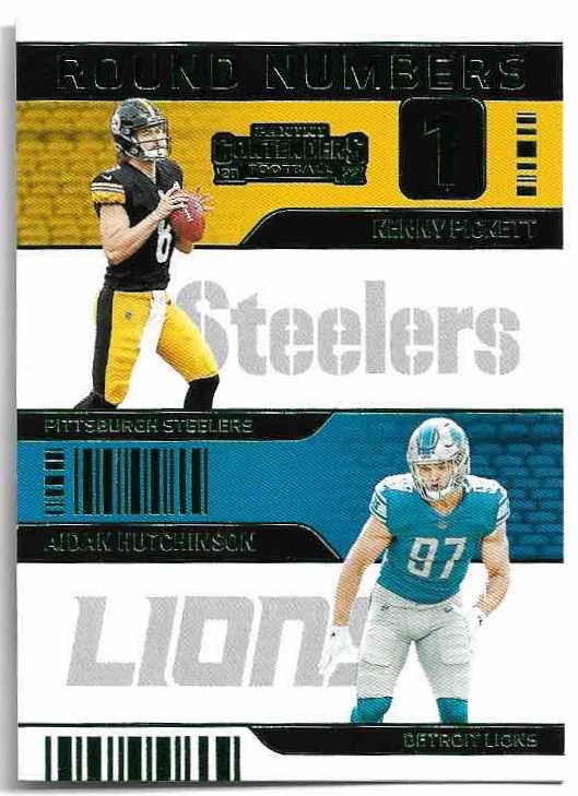 Emerald Round Numbers 1 PICKETT/HUTCHINSON 2022 Panini Contenders Football