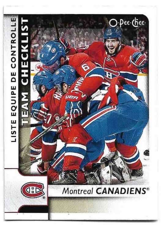 Team Checklist MONTREAL CANADIENS 17-18 UD O-Pee-chee OPC