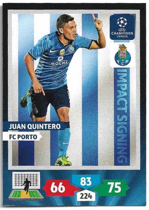 Impact Signing JUAN QUINTERO 13-14 Panini Adrenalyn XL CL