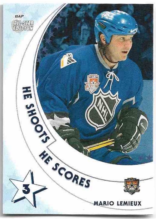 He Shoots He Scores MARIO LEMIEUX 02-03 In the Game Be A Player All-Star Edition