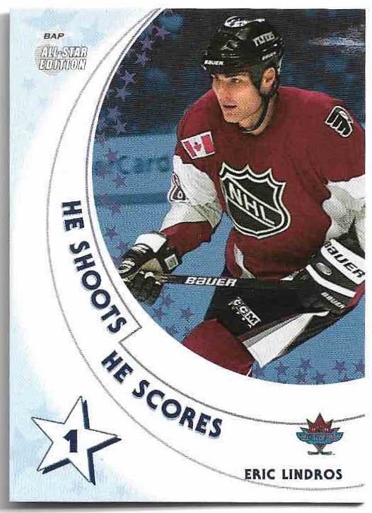 He Shoots He Scores ERIC LINDROS 02-03 In the Game Be A Player All-Star Edition