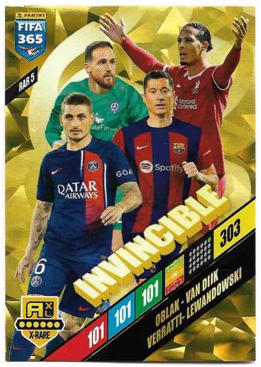 Invincible OBLAK/VAN DIJK/VERRATTI/LEWANDOWSKI 2024 Panini FIFA 365