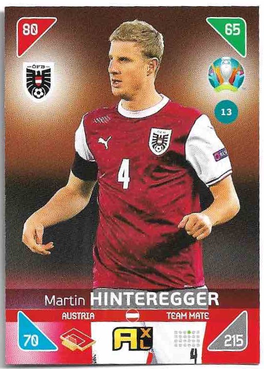 MARTIN HINTEREGGER 20-21 Panini UEFA Euro 2020 Kick Off