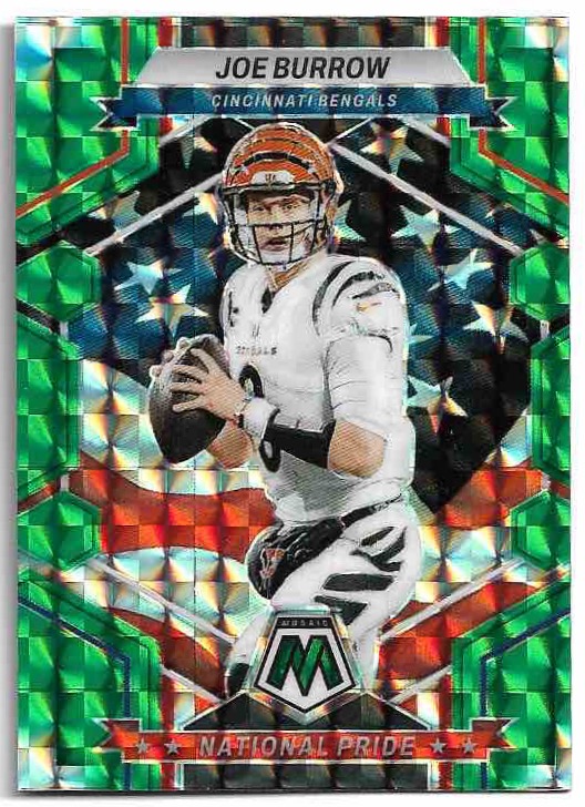 Green Mosiac Prizm National Pride JOE BURROW 2023 Panini Mosaic Football