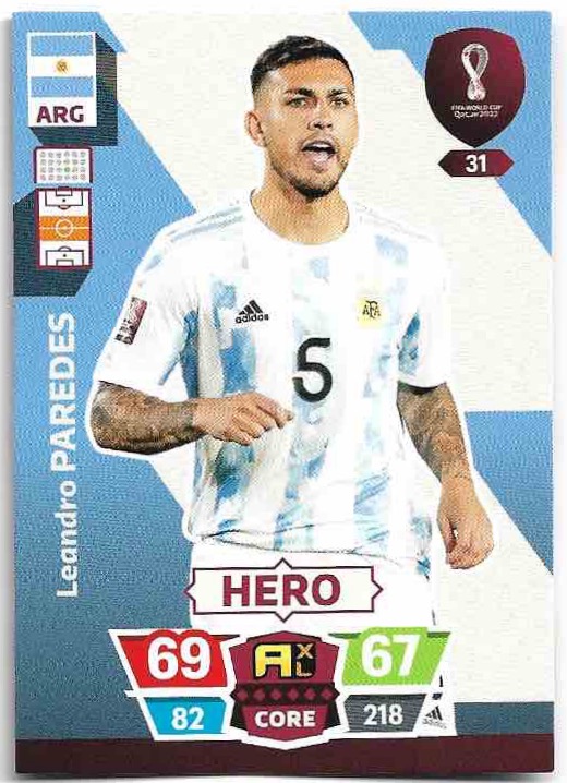 Hero LEANDRO PAREDES Panini Adrenalyn XL World Cup 2022