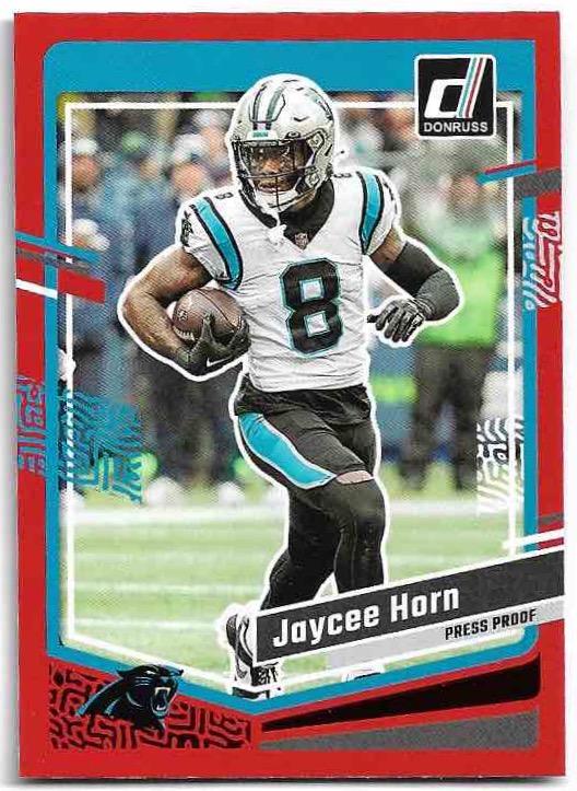 Red Press Proof JAYCEE HORN 2023 Panini Donruss Football