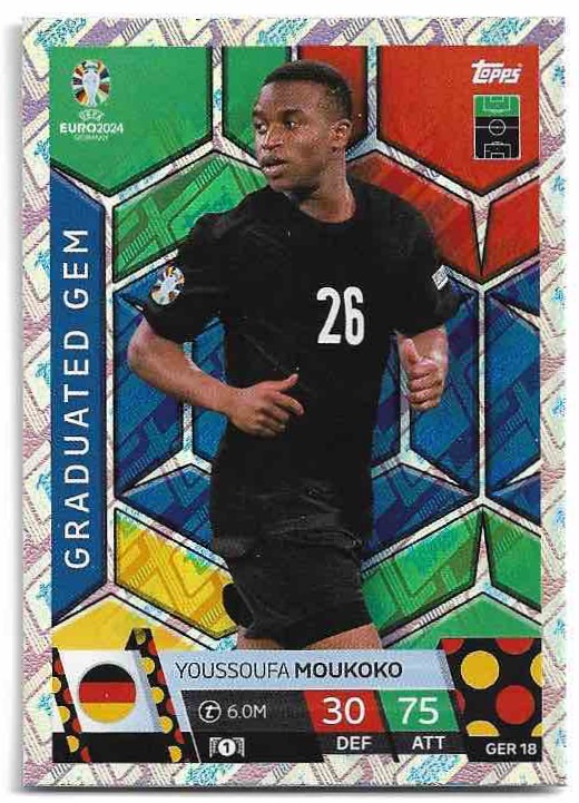 Holographic Graduated Gem YOUSOUFA MOUKOKO 2024 EURO Match Attax