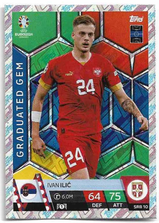 Holographic Graduated Gem IVAN ILIC 2024 EURO Match Attax