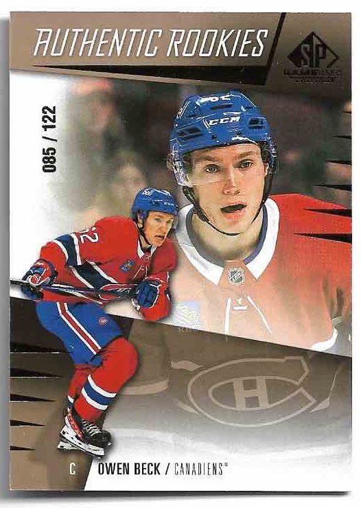 Gold Authentic Rookies OWEN BECK 23-24 UD SP Game Used /122