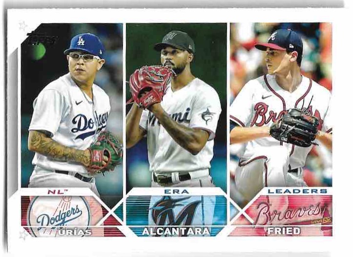 ERA Leaders URIAS/ALCANTARA/FRIED 2023 Topps Series 1 Baseball