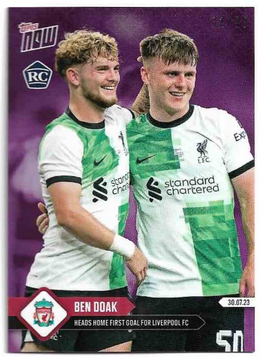 Rookie Purple First Goal For Liverpool BEN DOAK 2023 Topps Now /99