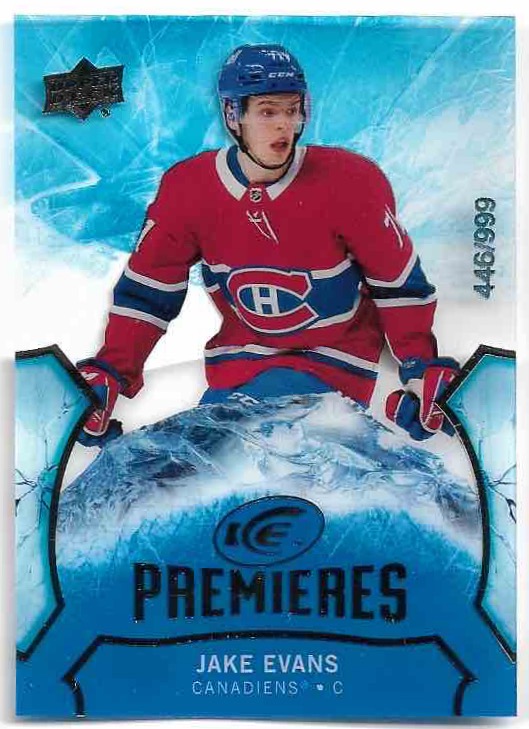 Rookie Ice Premieres JAKE EVANS 20-21 UD Ice /999