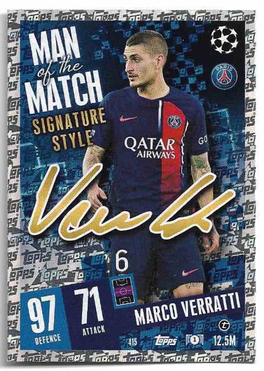 Man of the Match Signature Style MARCO VERRATTI 23-24 Match Attax UCL