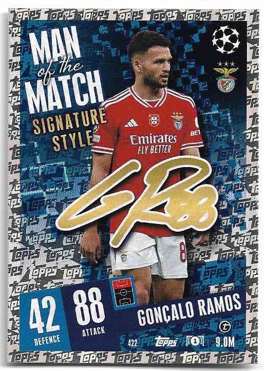 Man of the Match Signature Style GONCALO RAMOS 23-24 Match Attax UCL