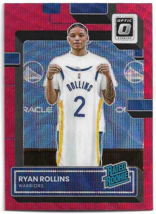 Red Wave Rated Rookie RYAN ROLLINS 22-23 Panini Donruss Optic Basketball