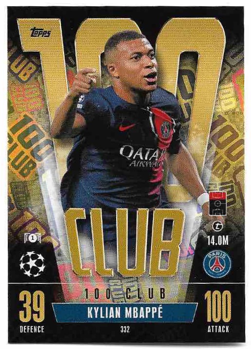 100 Club KYLIAN MBAPPE 23-24 Match Attax Extra UCL