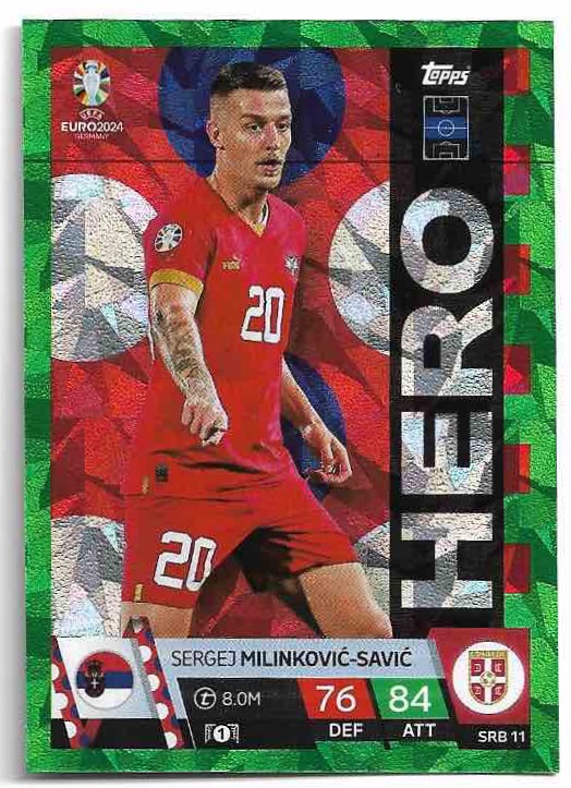 Emerald Hero SERGEJ MILINKOVIC-SAVIC 2024 EURO Match Attax