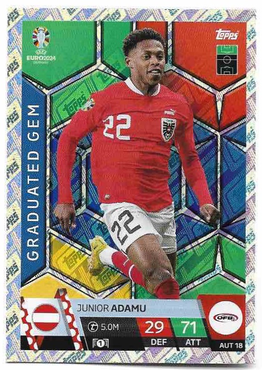 Holographic Graduated Gem JUNIOR ADAMU 2024 EURO Match Attax