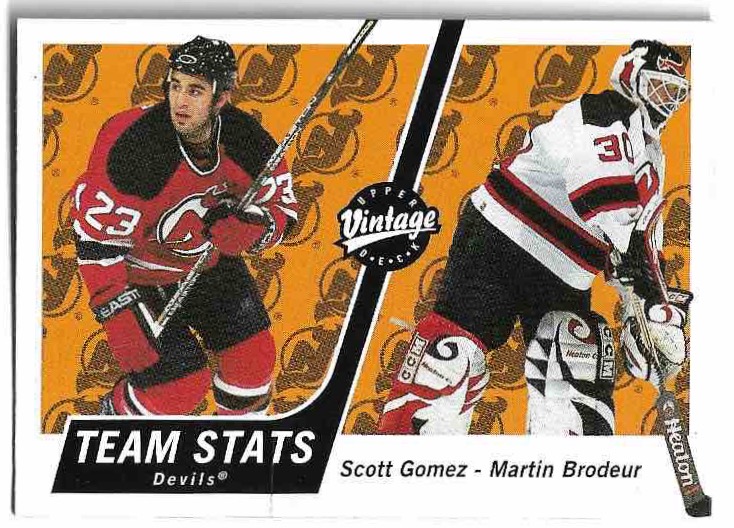 Team Stats MARTIN BRODEUR/SCOTT GOMEY 00-01 UD Vintage