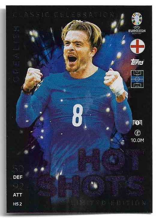 Limited Edition Hot Shots JACK GREALISH 2024 EURO Match Attax