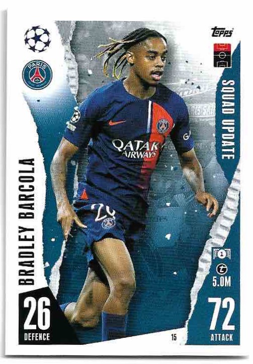 Squad Update BRADLEY BARCOLA 23-24 Match Attax Extra UCL