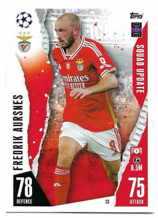 Squad Update FREDRIK AURSNES 23-24 Match Attax Extra UCL