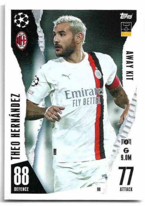 Away Kit THEO HERNANDEZ 23-24 Match Attax Extra UCL