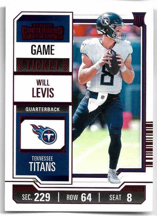 Rookie Red Game Ticket WILL LEVIS 2023 Panini Contenders Football