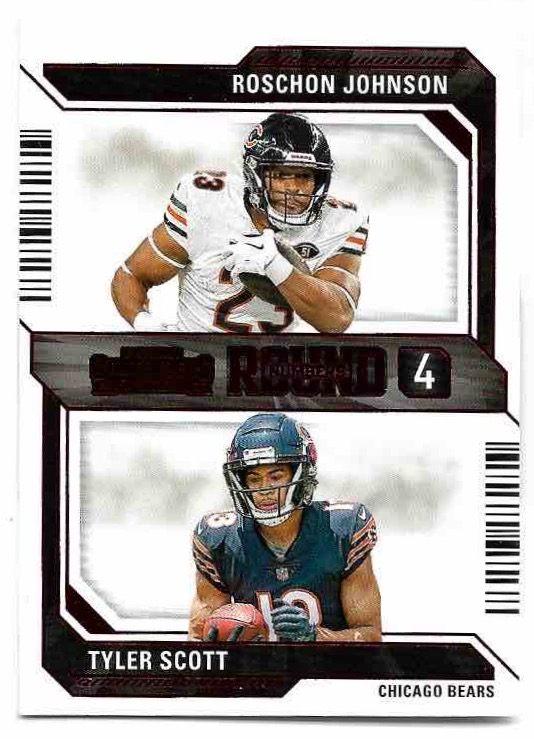 Red Round Numbers 4 JOHNSON/SCOTT 2023 Panini Contenders Football