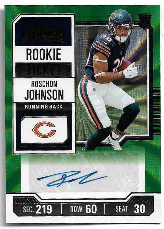 Auto Green Rookie Ticket ROSCHON JOHNSON 2023 Panini Contenders Football