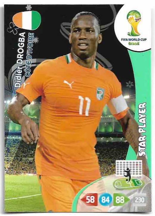 Star Player DIDIER DROGBA Panini Adrenalyn XL World Cup 2014