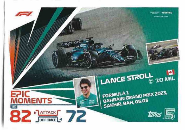 Epic Moments LANCE STROLL 2024 Topps Turbo Attax