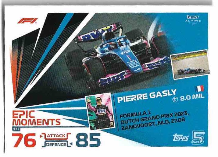 Epic Moments PIERRE GASLY 2024 Topps Turbo Attax