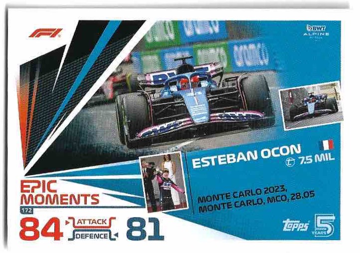 Epic Moments ESTEBAN OCON 2024 Topps Turbo Attax