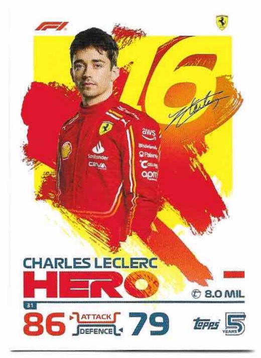 Hero CHARLES LECLERC 2024 Topps Turbo Attax