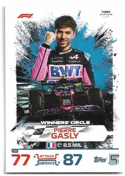 Winners Circle PIERRE GASLY 2024 Topps Turbo Attax