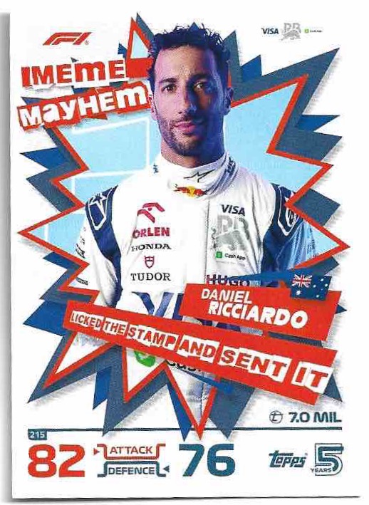 Meme Mayhem DANIEL RICCIARDO 2024 Topps Turbo Attax